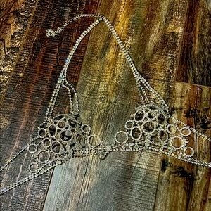 Rhinestone sparkly chain bra. One size but looks small. NWOT